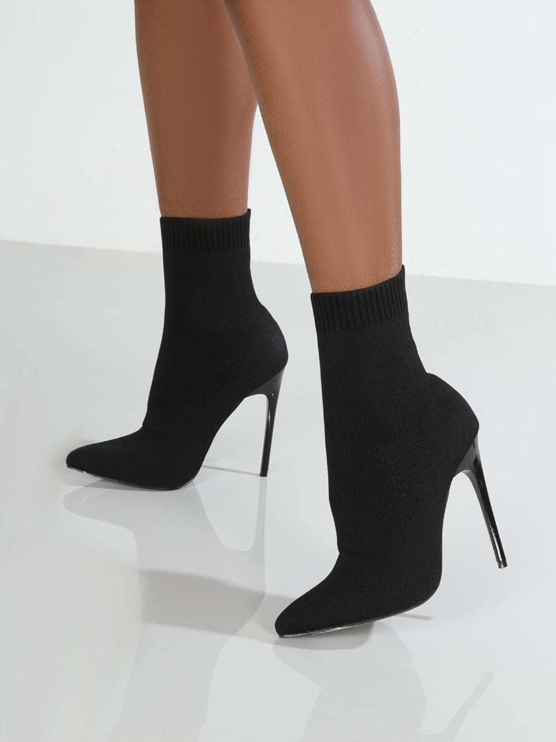 Sock Pointed Toe Stiletto Booties