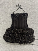 Nisa Strapless Sweetheart Neck Corset with Back Tie Ruffle Mini Dress