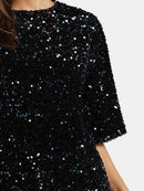 Kyla Sequin Tie Back Half Sleeve Mini Dress