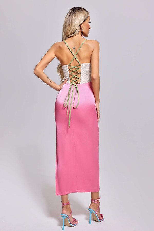 Amara Floral Corset and Pink Maxi Dress - Ever Chic Fashions