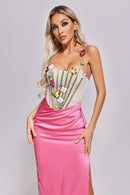 Amara Floral Corset and Pink Maxi Dress - Ever Chic Fashions