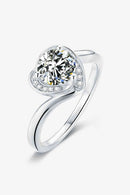 I Heart You 1 Carat Moissanite 925 Sterling Silver Heart Ring