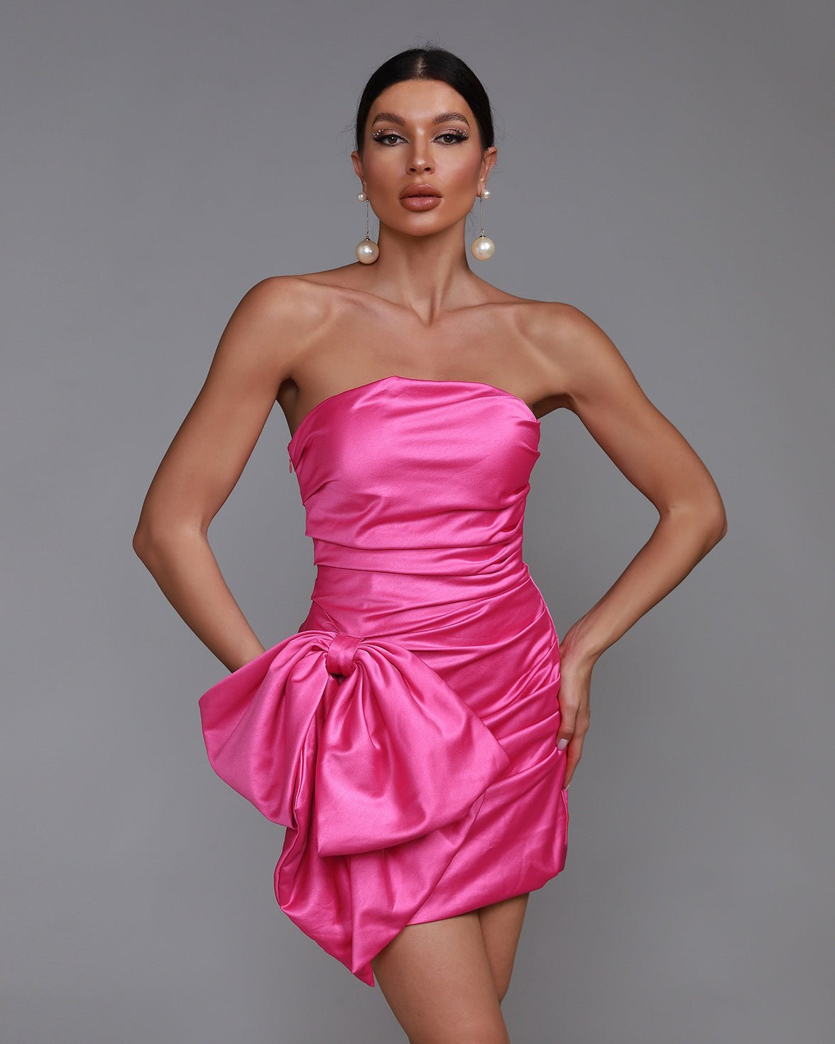 Fuschia satin dress shops