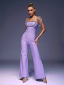 Brenyn Rhinestone Trim Bandage Jumpsuit - Ever Chic Fashions