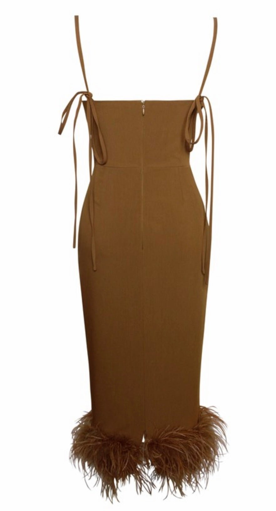 Coco Feather Trim Midi Dress - Ever Chic Fashions