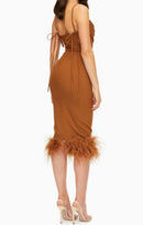 Coco Feather Trim Midi Dress - Ever Chic Fashions