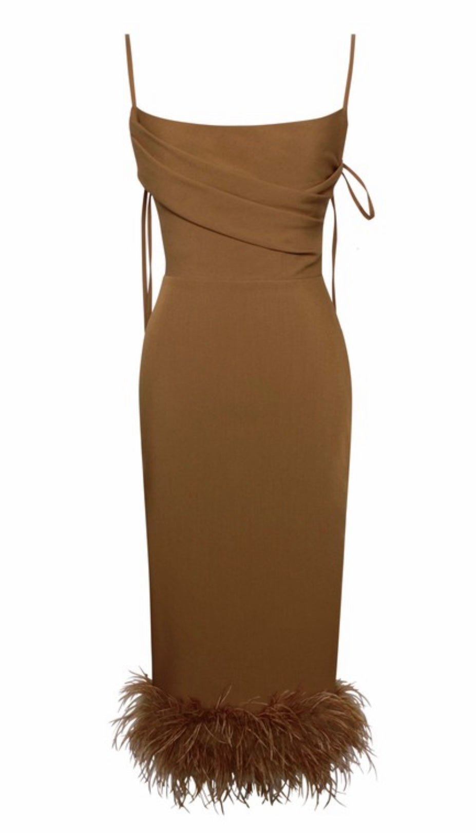 Coco Feather Trim Midi Dress - Ever Chic Fashions