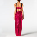 Eastyn Pink Rose Sequin Bralette and Maxi Skirt Set - Ever Chic Fashions