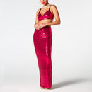 Eastyn Pink Rose Sequin Bralette and Maxi Skirt Set - Ever Chic Fashions