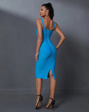 Faith Teal Sleeveless Midi Bandage Dress - Ever Chic Fashions