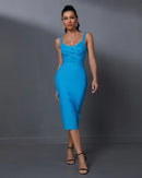 Faith Teal Sleeveless Midi Bandage Dress - Ever Chic Fashions