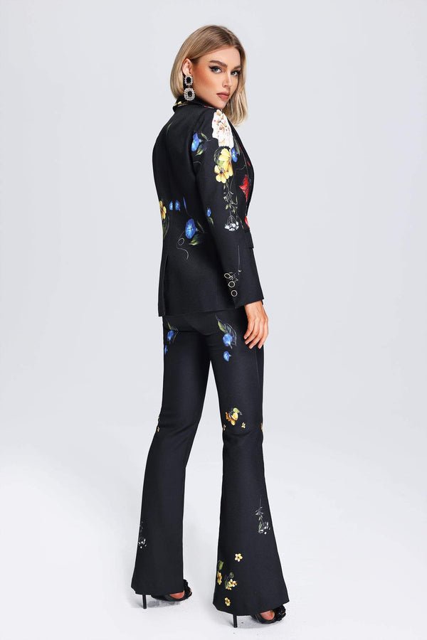 Finley Black Floral Pant Suit - Ever Chic Fashions