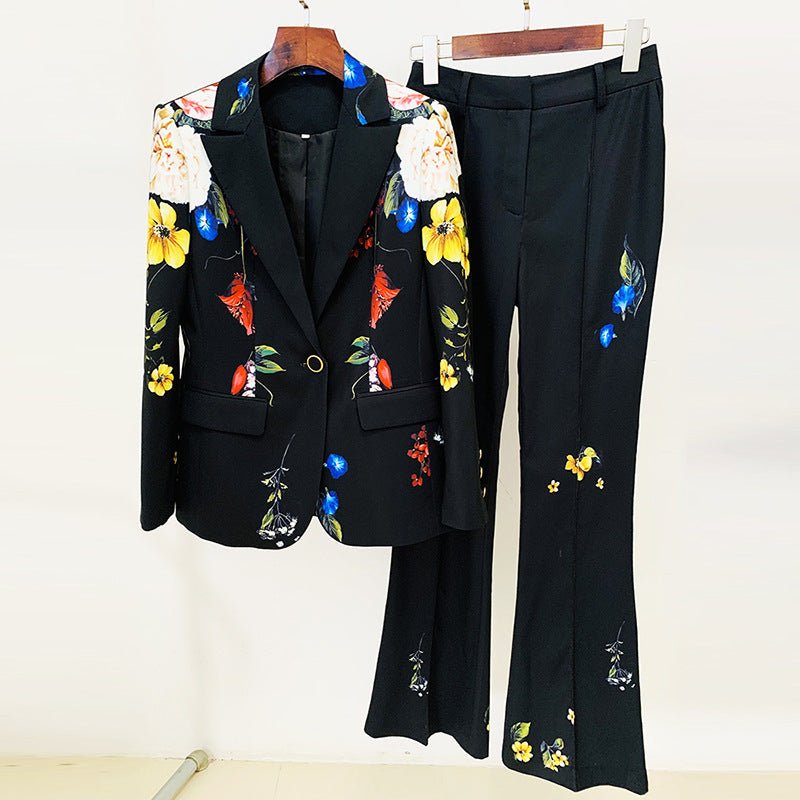 Finley Black Floral Pant Suit - Ever Chic Fashions