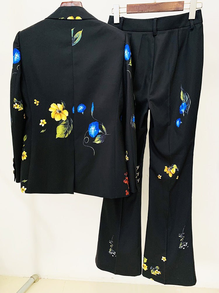 Finley Black Floral Pant Suit - Ever Chic Fashions