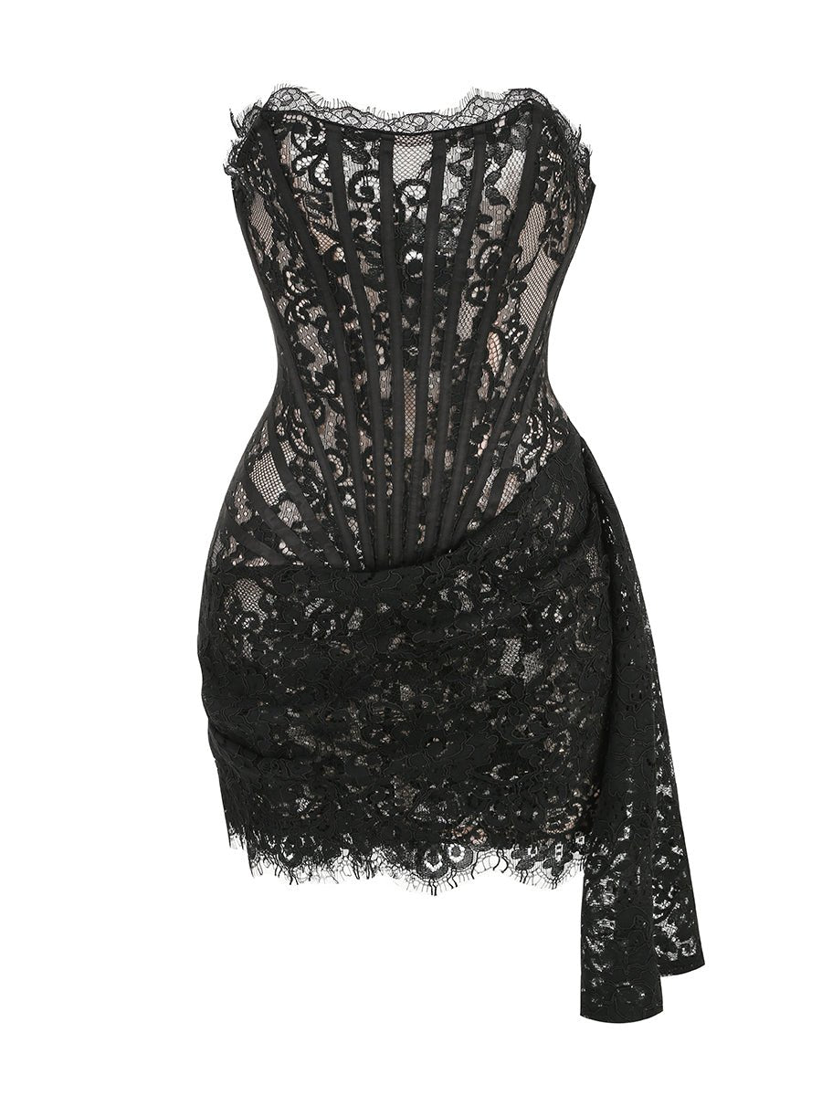 Franka Strapless Lace Corset Mini Dress - Ever Chic Fashions