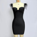 Hartley Feather Sleeve Rhinestone Trim Mini Bandage Dress - Ever Chic Fashions