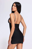 Kaia Black Rhinestone Strap Mini Bandage Dress - Ever Chic Fashions