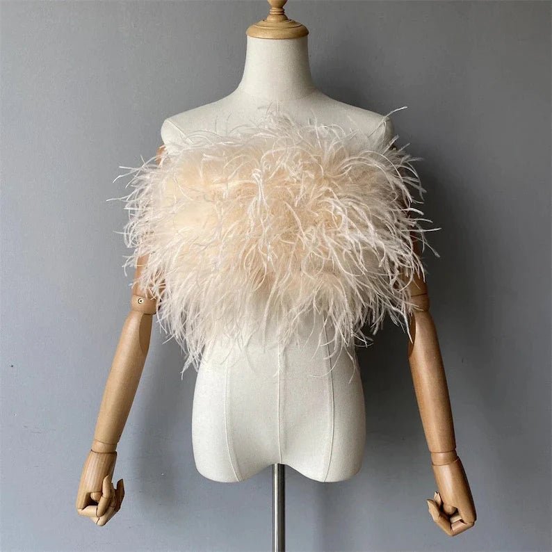 Leida Feather Top 8" Length - Ever Chic Fashions