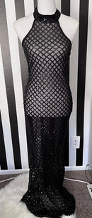 Nori Mesh and Sequin Halter Maxi Dress - Ever Chic Fashions