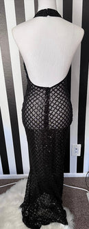 Nori Mesh and Sequin Halter Maxi Dress - Ever Chic Fashions