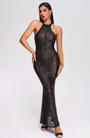 Nori Mesh and Sequin Halter Maxi Dress - Ever Chic Fashions