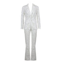 Sutton White Lace and Sequin Blazer and Pant Set - Ever Chic Fashions