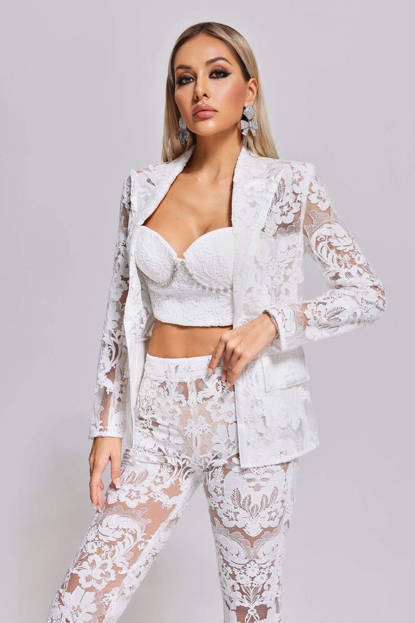 Sutton Lace and Sequin Blazer and Pant Set