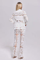 Sutton White Lace and Sequin Blazer and Pant Set - Ever Chic Fashions