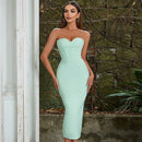 Tia Mint Strapless Midi Bandage Dress - Ever Chic Fashions