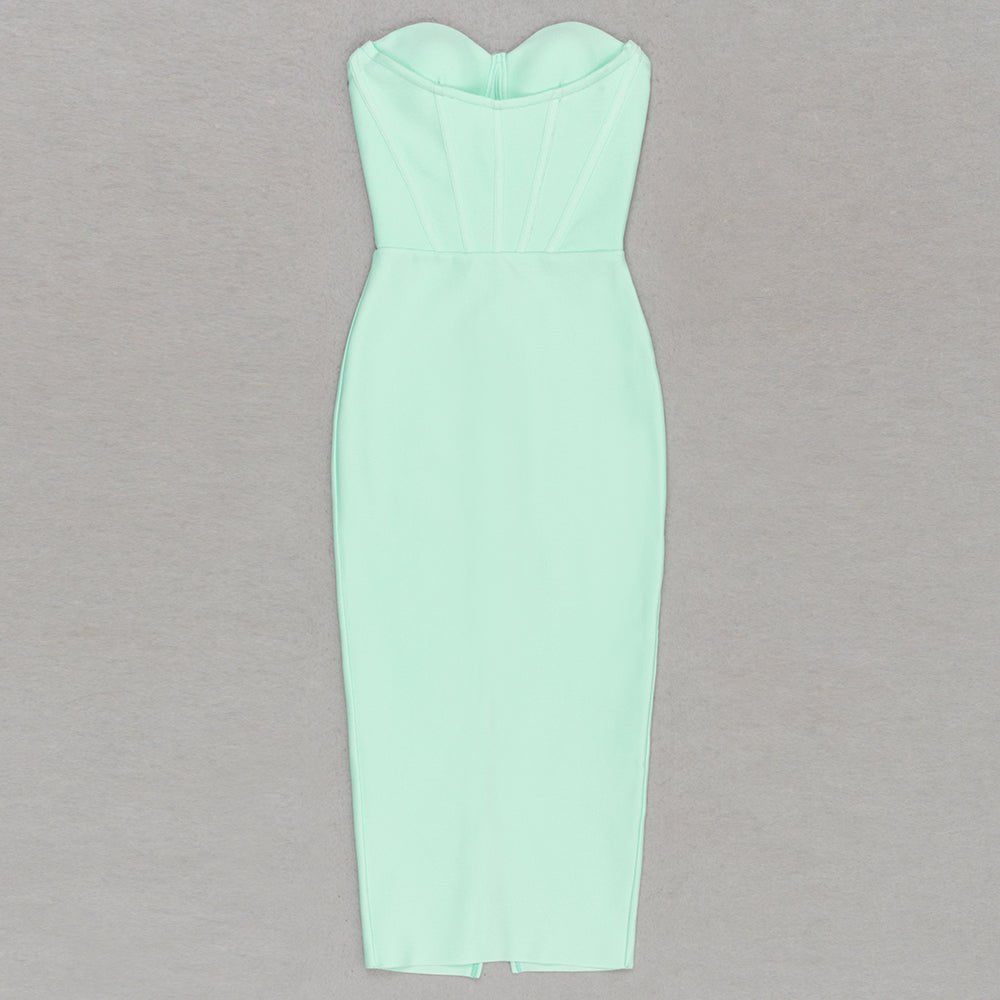 Tia Mint Strapless Midi Bandage Dress - Ever Chic Fashions