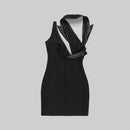 Yesenia Mock Tuxedo Neck Bandage Mini Dress - Ever Chic Fashions