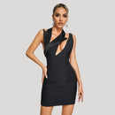 Yesenia Mock Tuxedo Neck Bandage Mini Dress - Ever Chic Fashions